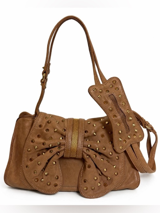 3.1 Phillip Lim Handbags - 3.1 Phillip Lim Women's Brown Gold Edie Bow Bag Leather Purse Studded Bow Flap